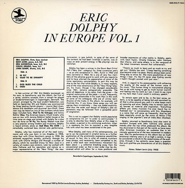 Eric Dolphy - In Europe, Vol. 1 (Vinyl, LP, Album, Reissue, Remastered, Stereo) Very Good Plus (VG+) / Very Good Plus (VG+)