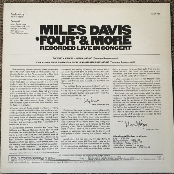 Miles Davis - 'Four' & More - Recorded Live In Concert (Vinyl, LP, ...