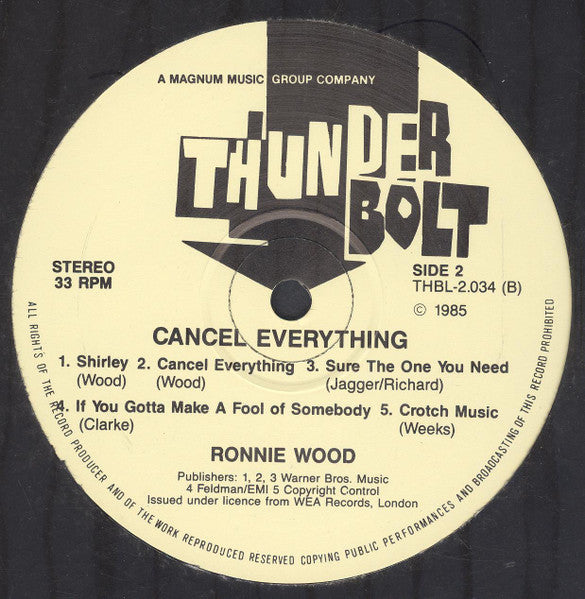 Ron Wood - Cancel Everything (Vinyl, LP, Album, Reissue) Good Plus (G+) / Very Good (VG)