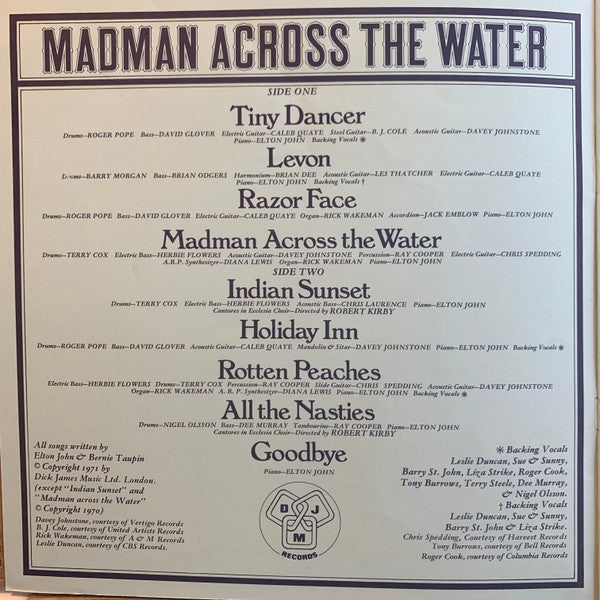 Elton John - Madman Across The Water (Vinyl, LP, Album, Stereo)