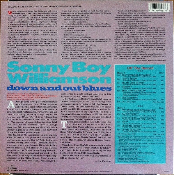 Sonny Boy Williamson (2) - Down And Out Blues (Vinyl, LP, Album, Re...