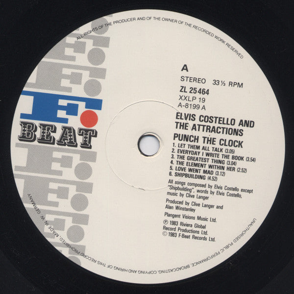 Elvis Costello & The Attractions - Punch The Clock (Vinyl, LP, Album, Stereo) Very Good Plus (VG+) / Very Good Plus (VG+)