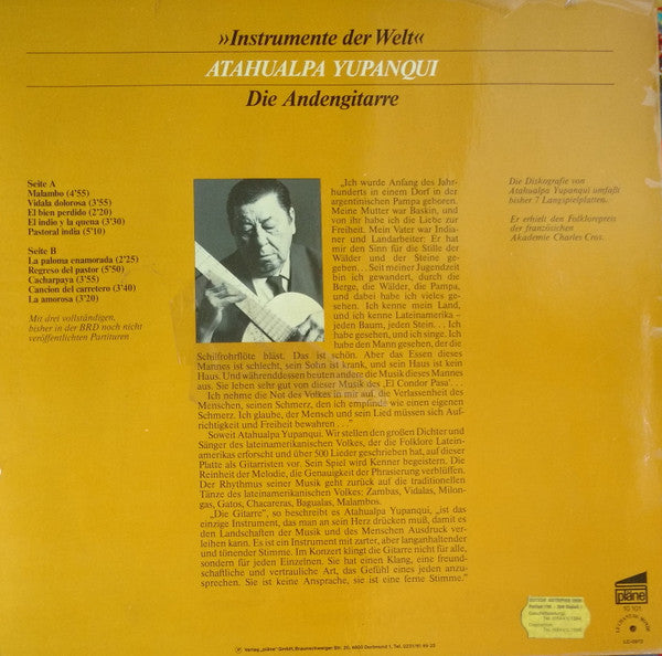 Atahualpa Yupanqui - Die Andengitarre (Vinyl, LP, Album) Very Good (VG) / Very Good Plus (VG+)