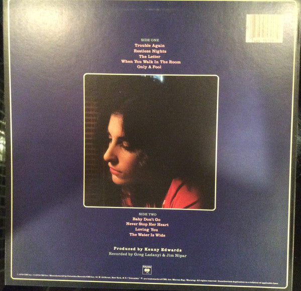 Karla Bonoff - Restless Nights (Vinyl, LP, Album, Stereo) Very Good Plus (VG+) / Very Good (VG)
