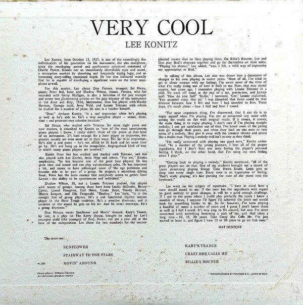 Lee Konitz - Very Cool (Vinyl, LP, Album, Reissue, Mono) Very Good Plus (VG+) / Very Good Plus (VG+)
