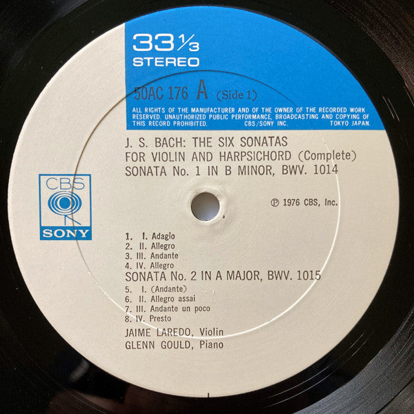 Jaime Laredo - The Six Sonatas For Violin And Harpsichord (2xVinyl, LP, Album, Stereo) Very Good Plus (VG+) / Very Good Plus (VG+)