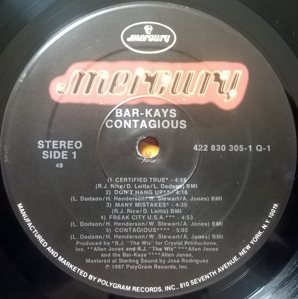 Bar-Kays - Contagious (Vinyl, LP, Album, Stereo) Very Good (VG) / Very Good (VG)