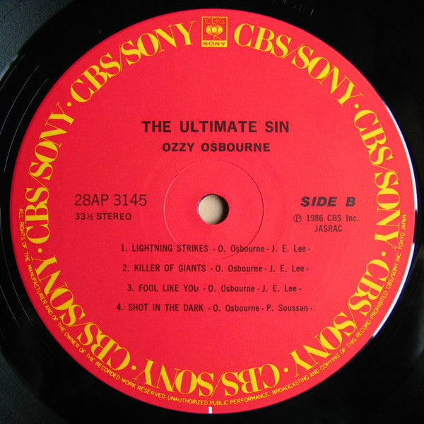 Ozzy Osbourne - The Ultimate Sin = 罪と罰 (Vinyl, LP, Album, Stereo)