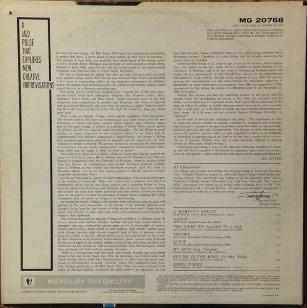 Bob James Trio - Bold Conceptions (Vinyl, LP, Album, Reissue, Mono) Very Good Plus (VG+) / Very Good (VG)