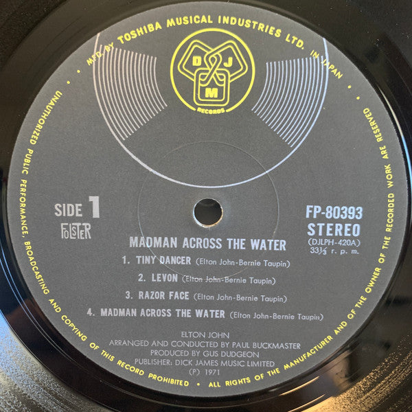 Elton John - Madman Across The Water (Vinyl, LP, Album, Stereo)