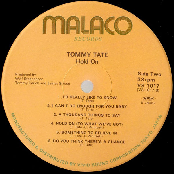 Tommy Tate - Hold On (Vinyl, LP, Album) Near Mint (NM or M-) / Very Good Plus (VG+)