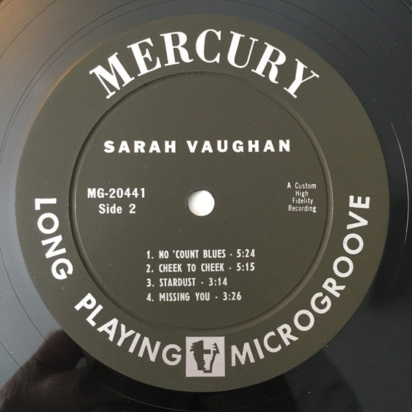 Sarah Vaughan - No Count Sarah (Vinyl, LP, Album, Mono) Very Good (VG) / Very Good Plus (VG+)