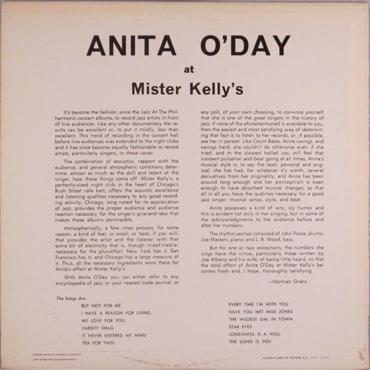 Anita O'Day - At Mister Kelly's (Vinyl, LP, Album, Stereo) Very Good (VG) / Good (G)
