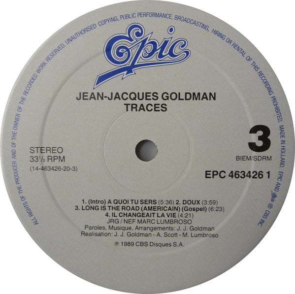 Jean-Jacques Goldman - Traces (2xVinyl, LP, Album) Very Good Plus (VG+) / Very Good (VG)