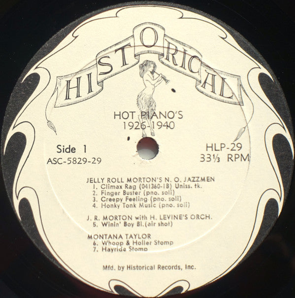 Various - Hot Pianos 1926-1940 (Vinyl, LP, Album, Compilation) Very Good Plus (VG+) / Good (G)
