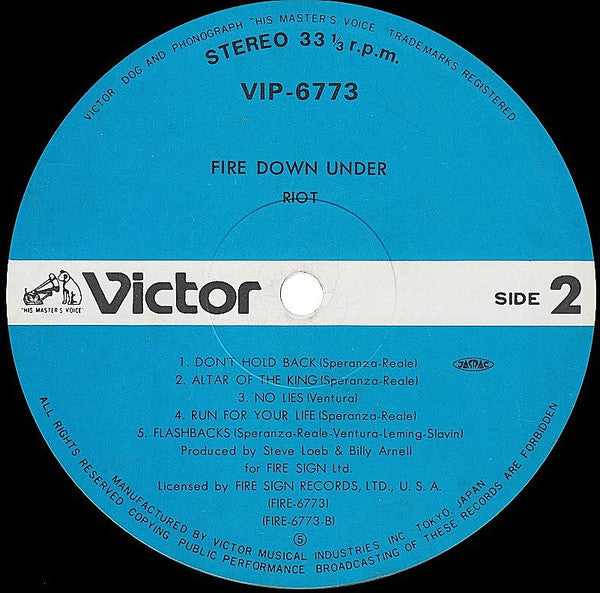 Riot (4) - Fire Down Under (Vinyl, LP, Album)