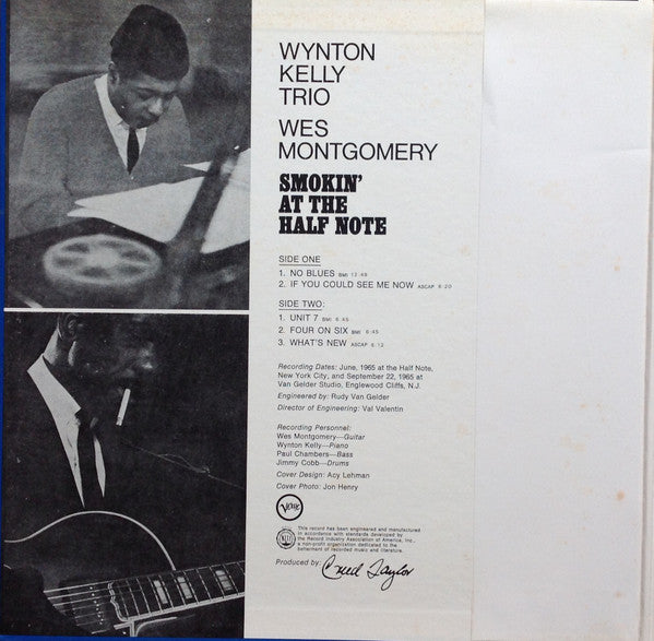 Wynton Kelly Trio - Smokin' At The Half Note = Wes Montgomery and Wynton Kelly at the Half Note (Vinyl, LP, Album, Reissue, Stereo) Very Good Plus (VG+) / Very Good Plus (VG+)