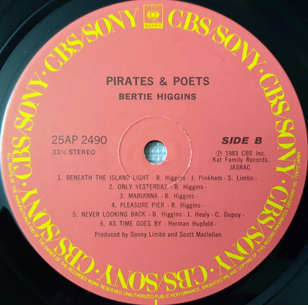 Bertie Higgins - Pirates And Poets (Vinyl, LP, Album)