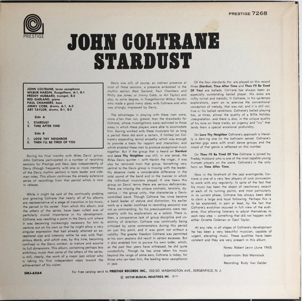 John Coltrane - Stardust (Vinyl, LP, Album, Stereo, Reissue) Very Good Plus (VG+) / Very Good (VG)