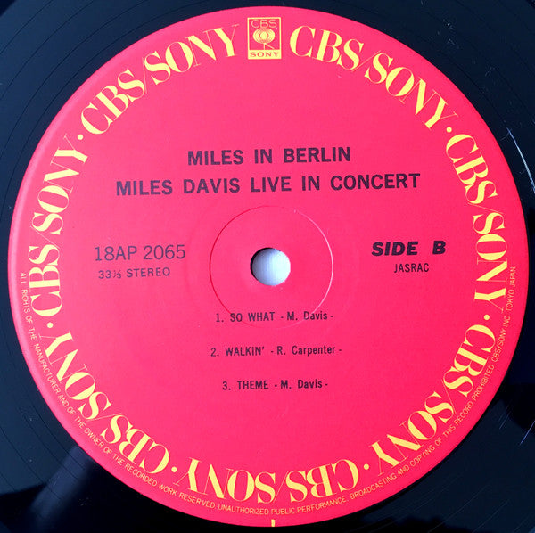Miles Davis - Miles In Berlin (Vinyl, LP, Album, Reissue, Stereo)
