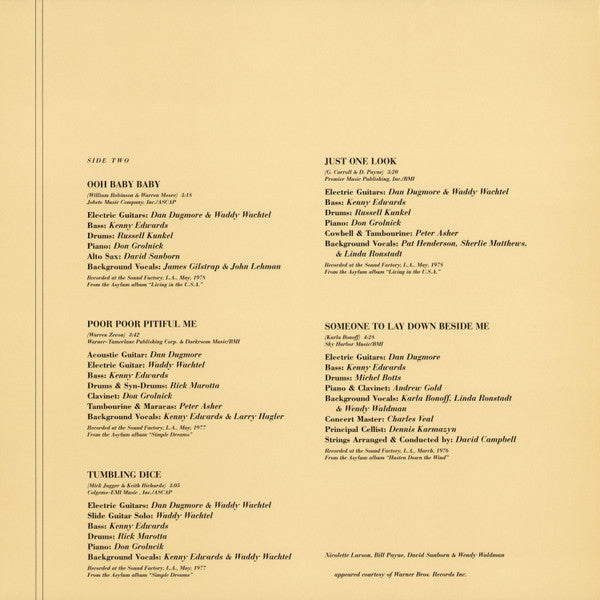 Linda Ronstadt - Greatest Hits Volume Two (Vinyl, LP, Compilation) Mint (M) / Very Good Plus (VG+)