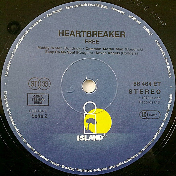 Free - Heartbreaker (Vinyl, LP, Album, Reissue, Stereo) Very Good (VG) / Very Good Plus (VG+)