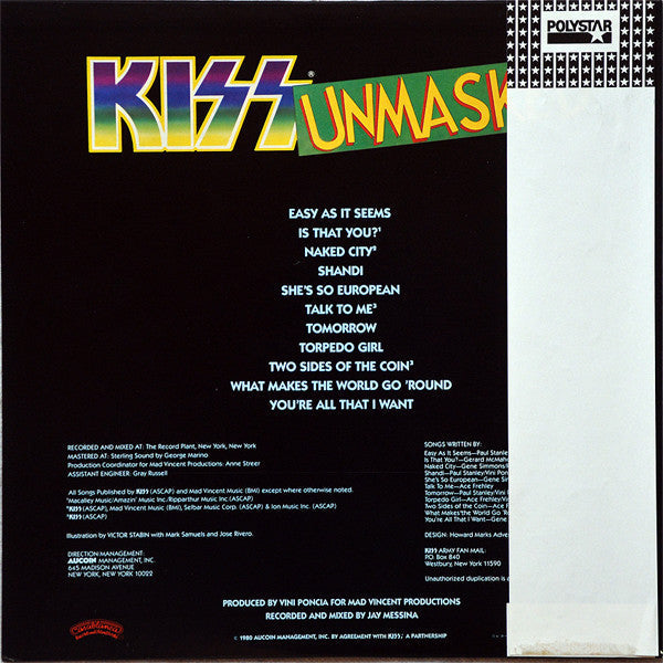 Kiss - Unmasked (Vinyl, LP, Album) Near Mint (NM or M-) / Very Good (VG)