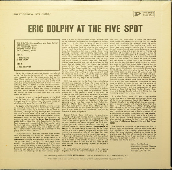 Eric Dolphy - At The Five Spot, Volume 1 (Vinyl, LP, Album, Reissue)