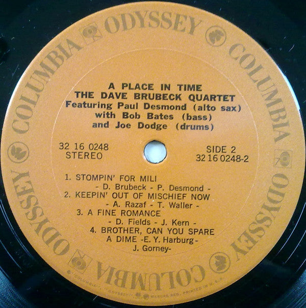 The Dave Brubeck Quartet - A Place In Time (Vinyl, LP, Album, Reissue, Stereo) Very Good (VG) / Fair (F)