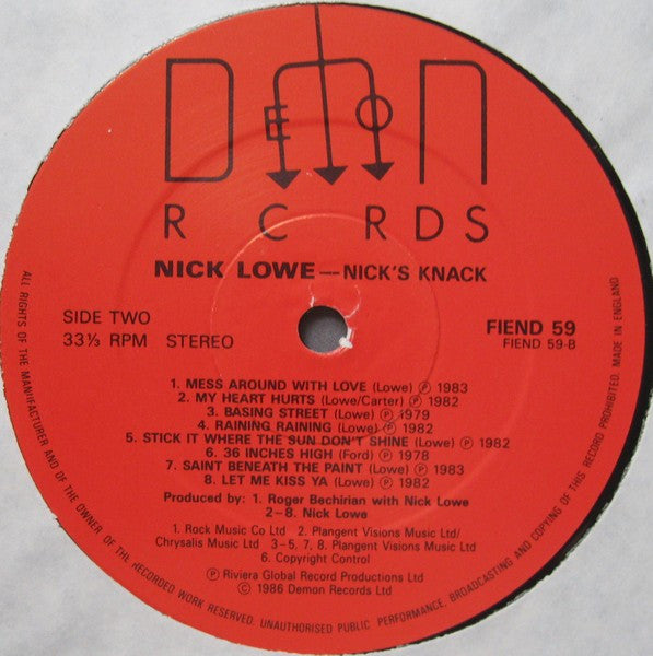 Nick Lowe - Nicks Knack (Vinyl, LP, Compilation) Very Good Plus (VG+) / Very Good Plus (VG+)