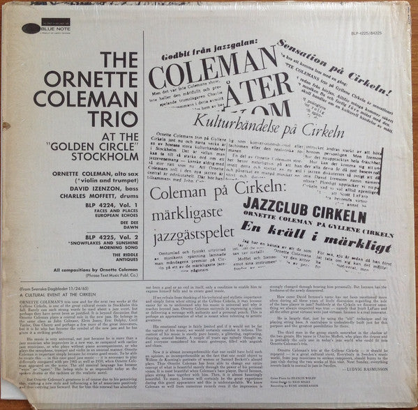 The Ornette Coleman Trio - At The "Golden Circle" Stockholm - Volume Two (Vinyl, LP, Album, Reissue, Stereo) Very Good (VG) / Very Good (VG)