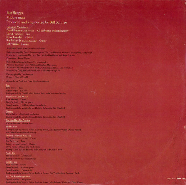 Boz Scaggs - Middle Man = ミドル・マン (Vinyl, LP, Album, Stereo)