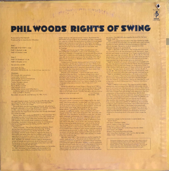 Phil Woods - Rights Of Swing (Vinyl, LP, Album, Reissue) Very Good (VG) / Very Good (VG)
