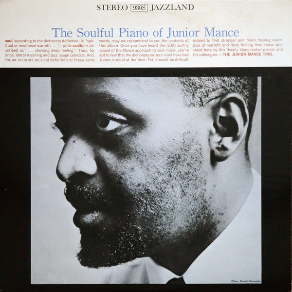 Junior Mance - The Soulful Piano Of Junior Mance (Vinyl, LP, Album, Reissue, Stereo) Very Good (VG) / Very Good (VG)