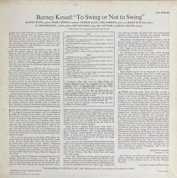 Barney Kessel - Vol. 3, To Swing Or Not To Swing (Vinyl, LP, Album, Limited Edition, Mono) Near Mint (NM or M-) / Very Good Plus (VG+)