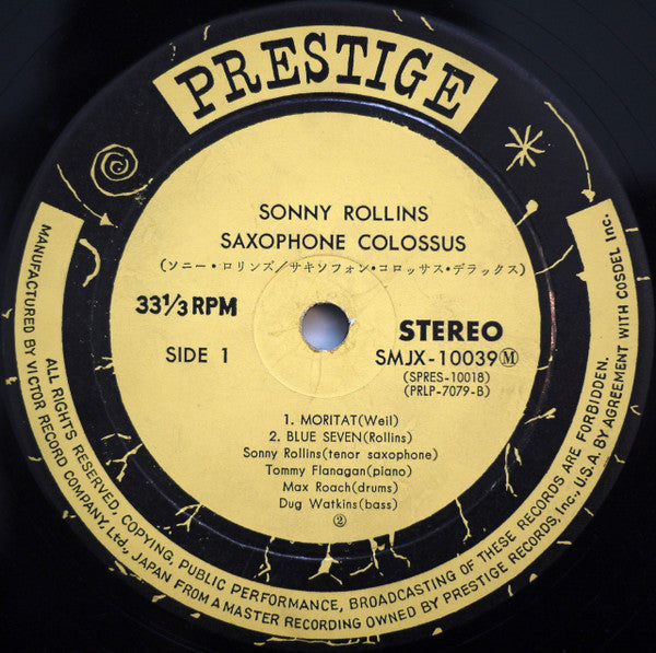 Sonny Rollins - Saxophone Colossus (Vinyl, LP, Album, Reissue, Stereo) Very Good (VG) / Good Plus (G+)