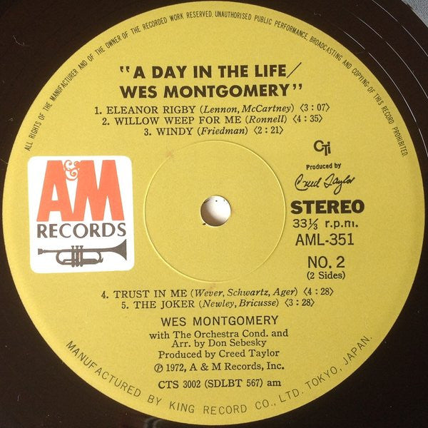 Wes Montgomery - A Day In The Life (Vinyl, LP, Album, Repress)