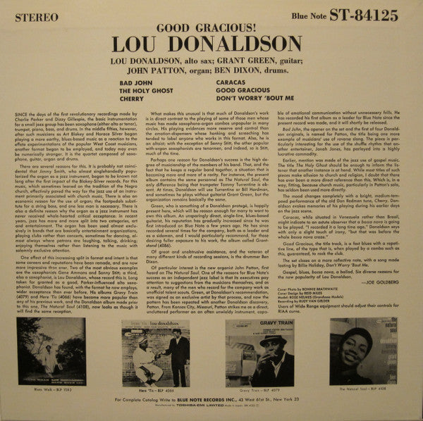 Lou Donaldson - Good Gracious! (Vinyl, LP, Album, Stereo, Reissue) Very Good Plus (VG+) / Very Good (VG)