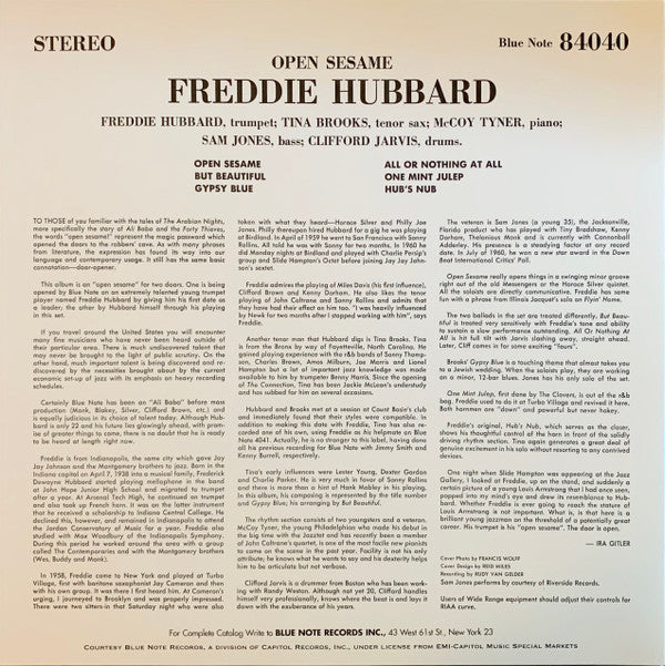 Freddie Hubbard - Open Sesame (Vinyl, LP, Album, Reissue, Stereo) Very Good Plus (VG+) / Very Good Plus (VG+)
