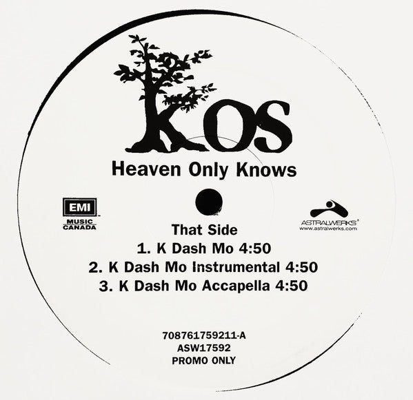 K-OS - Heaven Only Knows (Vinyl, 12", 33 ⅓ RPM, Promo) Very Good Plus (VG+) / Very Good Plus (VG+)