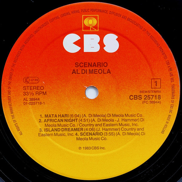 Al Di Meola - Scenario (Vinyl, LP, Album, Stereo) Very Good Plus (VG+) / Very Good (VG)