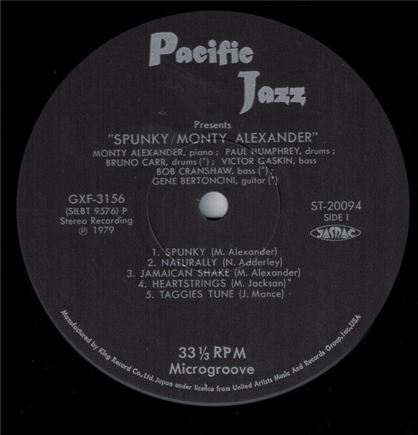 Monty Alexander - Spunky (Vinyl, LP, Album, Reissue, Stereo) Very Good (VG) / Very Good (VG)