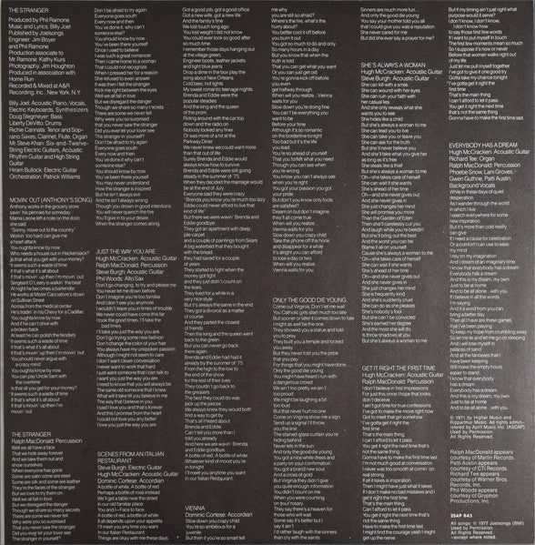 Billy Joel - The Stranger (Vinyl, LP, Album, Reissue)