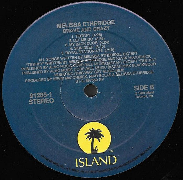 Melissa Etheridge - Brave And Crazy (Vinyl, LP, Album) Very Good (VG) / Very Good Plus (VG+)