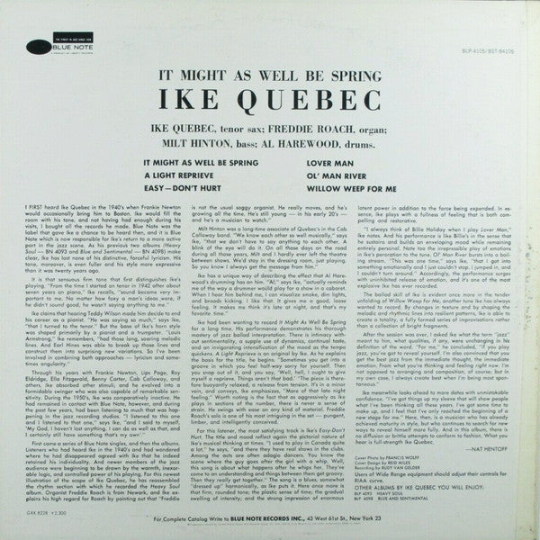 Ike Quebec - It Might As Well Be Spring (Vinyl, LP, Album, Stereo, Reissue) Very Good (VG) / Very Good (VG)