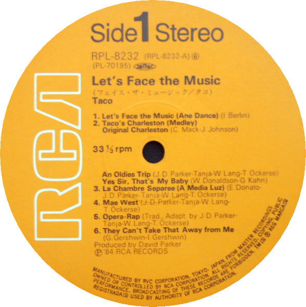 Taco - Let's Face The Music (Vinyl, LP, Album) Very Good Plus (VG+) / Very Good Plus (VG+)