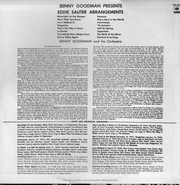 Benny Goodman And His Orchestra - Benny Goodman Presents: Eddie Sauter Arrangements (Vinyl, LP, Compilation, Reissue, Mono) Very Good (VG) / Very Good (VG)