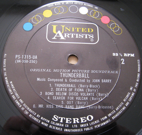 John Barry - Thunderball (Original Motion Picture Soundtrack) (Vinyl, LP, Album, Stereo) Very Good Plus (VG+) / Very Good (VG)