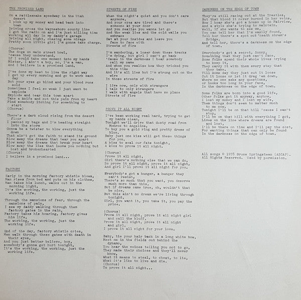 Bruce Springsteen - Darkness On The Edge Of Town = 闇に吠える街 (Vinyl, LP, Album, Promo) Very Good Plus (VG+) / Very Good (VG)