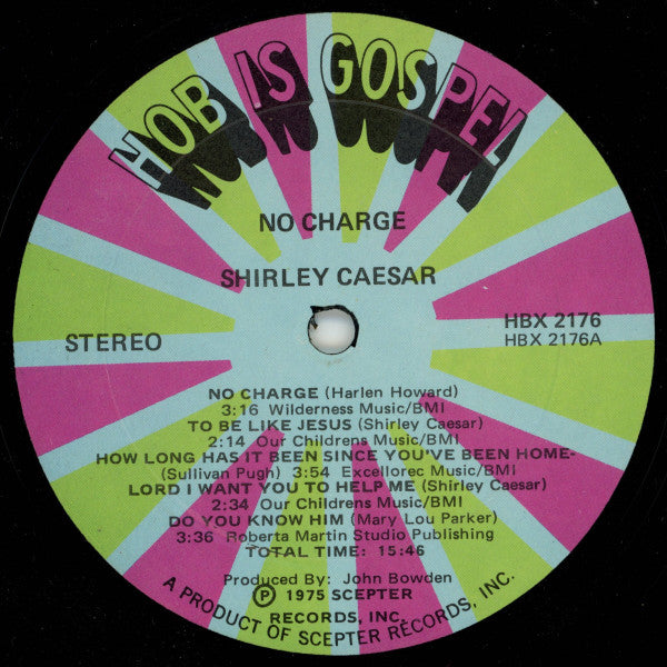 Shirley Caesar - No Charge (Vinyl, LP) Very Good (VG) / Very Good (VG)